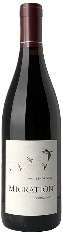 alt="Migration 2017 Sonoma Coast Pinot Noir bottle"