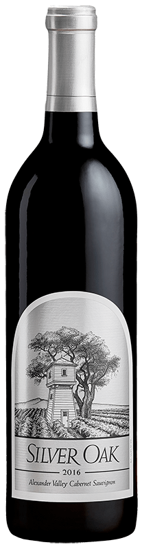alt="Silver Oak 2016 Alexander Valley Cabernet Sauvignon bottle"