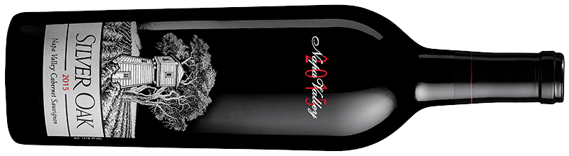 alt="Silver Oak 2015 Napa Valley Cabernet Sauvignon bottles side view"