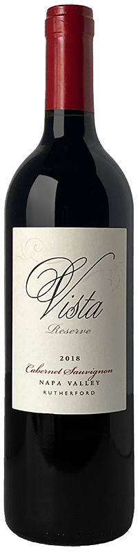 alt="Vista 2018 Reserve Rutherford Cabernet Sauvignon bottle"