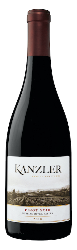 alt="Kanzler 2018 Russian River Valley Pinot Noir bottle"