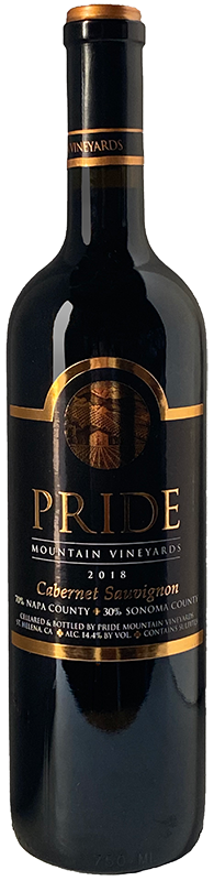 alt="Pride Mountain Vineyards 2018 Cabernet Sauvignon bottle"