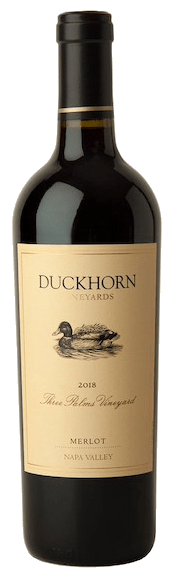 alt="Duckhorn vineyards 2018 Merlot Three Palms Vineyard bottle"