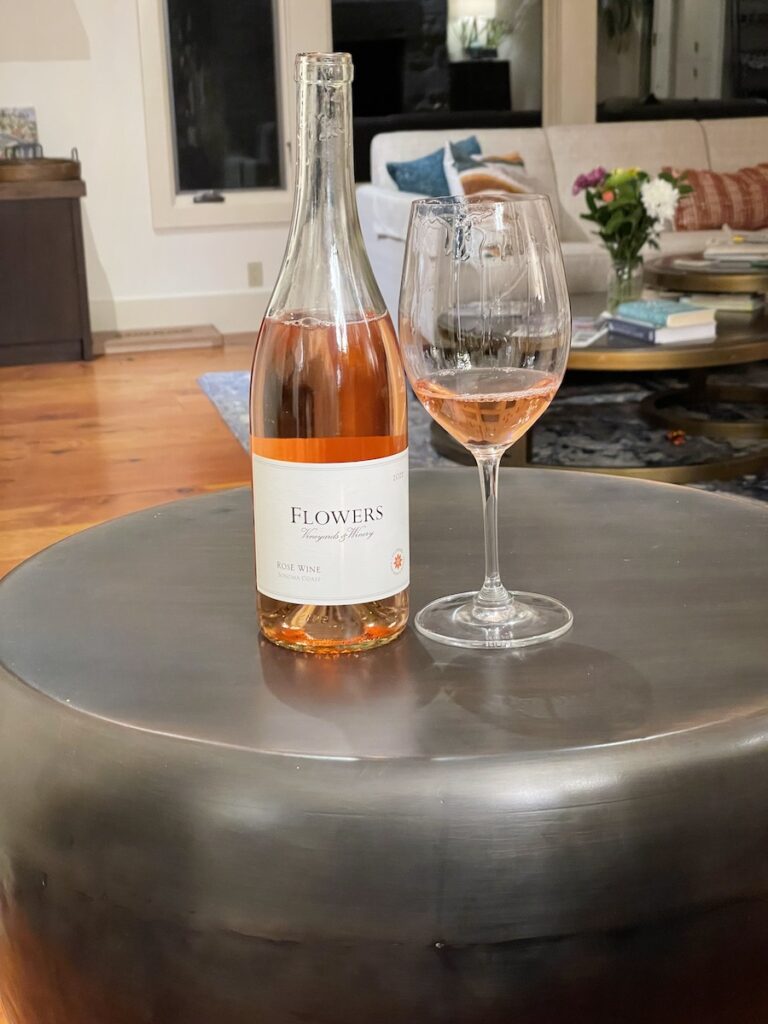 Flowers Sonoma Coast Rosé of Pinot Noir bottle and glass