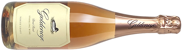 alt="Goldeneye Brut Rosé North Coast Sparkling Wine bottle horizontal view"
