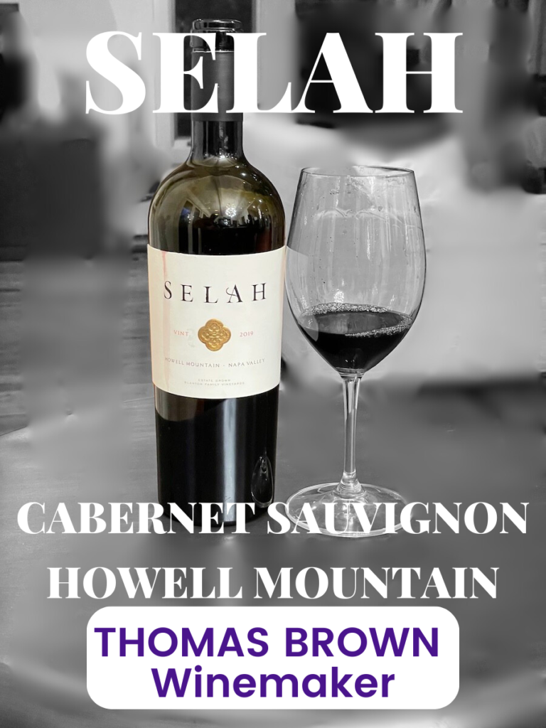 alt="Selah Howell Mountain Cabernet Sauvignon bottle and glass with text"