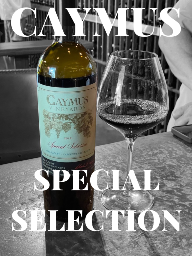 Caymus Special Selection Cabernet Sauvignon bottle and glass