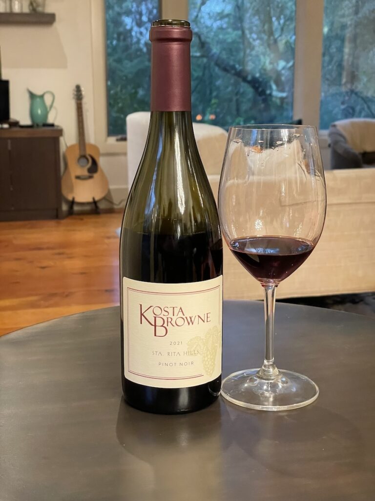 Kosta Browne Sta. Rita Hills Pinot Noir bottle and glass