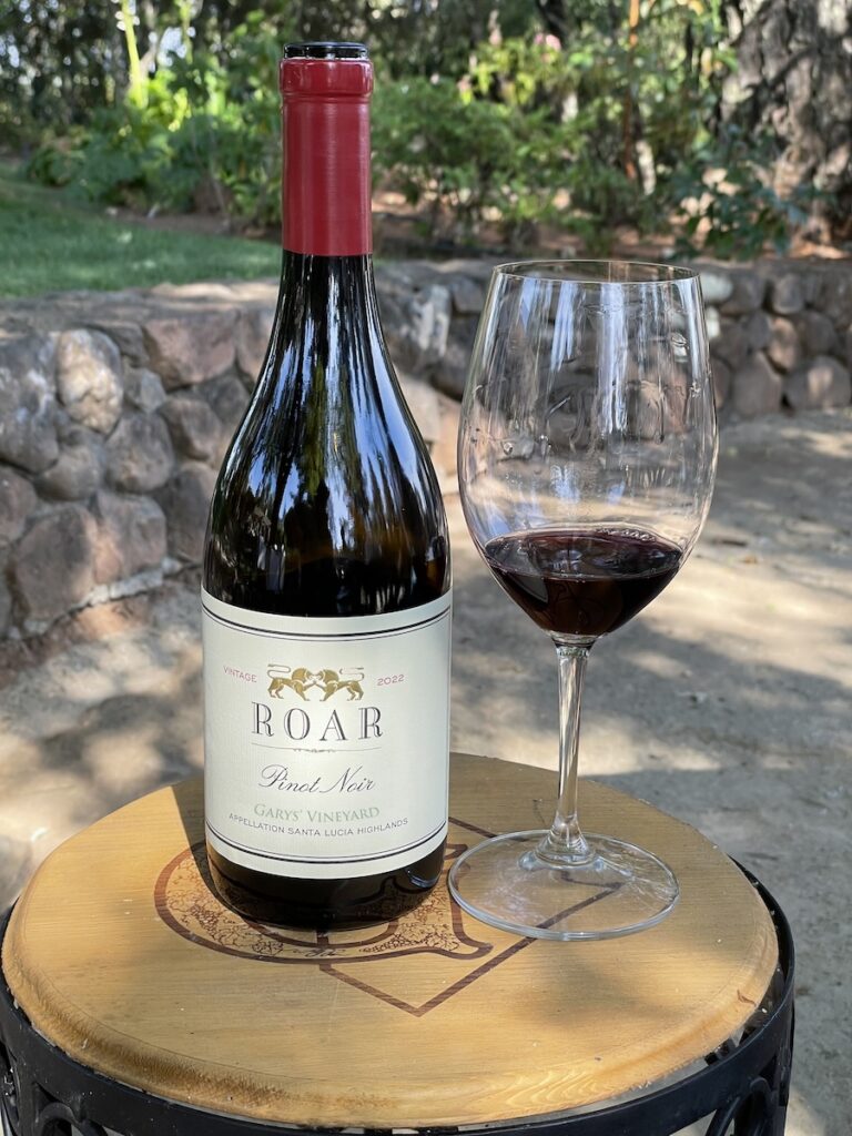 Roar Garys' Vineyard Pinot Noir bottle and glass