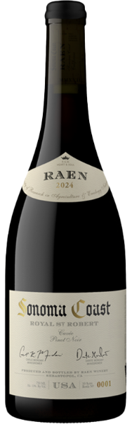alt="Raen 2024 Royal St. Robert Cuvée Sonoma coast Pinot Noir bottle"