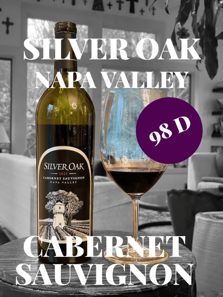 Silver Oak Napa Valley Cabernet Sauvignon bottle and glass with text